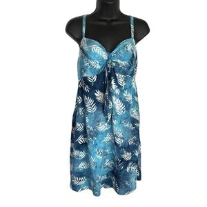 Santiki Womens Babydoll Sun Dress Size XL Blue Tie Dye Floral Sleeveless Beach